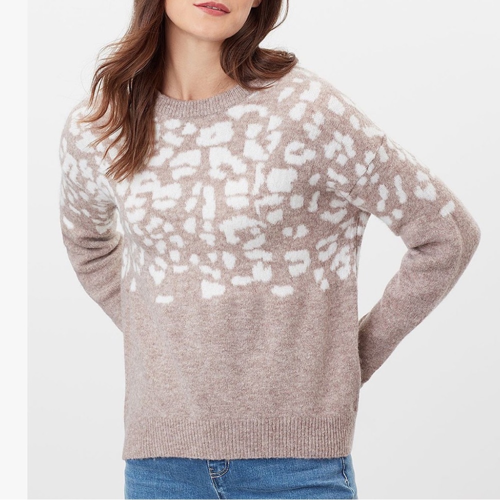 NWT Joules Beige Leopard Pullover Sweater (Size 6)